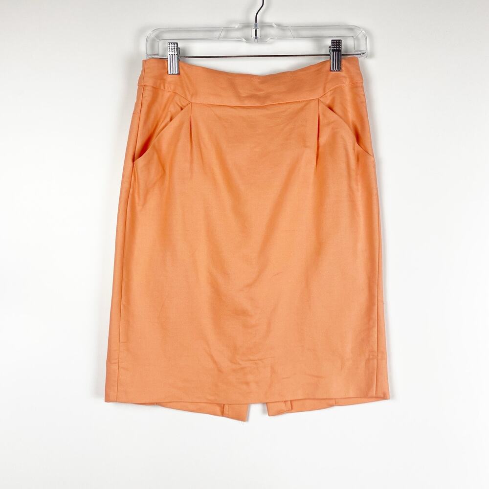 J Crew The Pencil Skirt Peach 100% Cotton Skirt Womens Size 2 - Picture 3 of 11